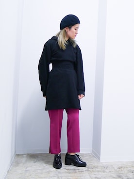 「cheap monday」｜「アイテム（ハンチング/ベレー帽）」を使った、ハマアイさん（レディース・161cm）の秋コーディネート