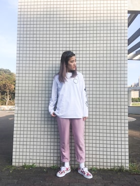 「TOPSHOP（トップショップ）のアイテム（Tシャツ/カットソー）」を使った、ハマアイさん（レディース・161cm）の春コーディネート