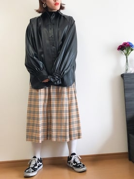 「TOPSHOP（トップショップ）のアイテム（シャツ/ブラウス）」を使った、ハマアイさん（レディース・161cm）の春コーディネート