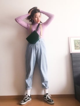 「アイテム（ボディバッグ/ウエストポーチ）」を使った、ハマアイさん（レディース・161cm）の春コーディネート