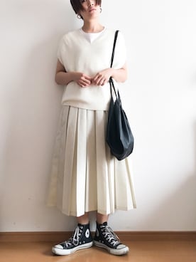 「ZOZO（ゾゾ）のクルーネックTシャツ［WOMEN］（Tシャツ/カットソー）」を使った、ハマアイさん（レディース・161cm）の夏コーディネート