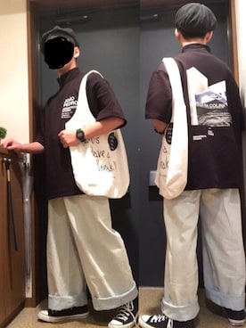 「Francfranc（フランフラン）のアイテム（トートバッグ）」を使った、haru _don さん（メンズ・163cm）の夏コーディネート