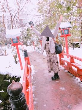 「貴船神社」｜マオオカさん（レディース・160cm）の冬コーディネート