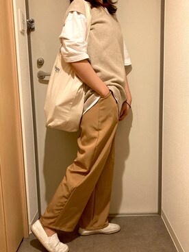 「ECRIRE（エクリール）のアイテム（スラックス）」を使った、rihoさん（レディース・158cm）の秋コーディネート