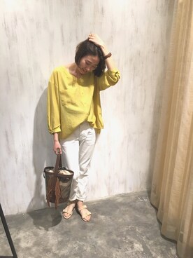 「Liberty Bell（リバティーベル）のアイテム（トートバッグ）」を使った、TANさん（レディース・157cm）の春コーディネート