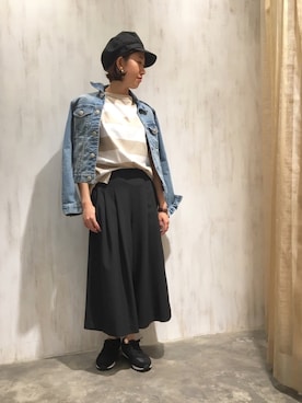 「Moname（モナーム）のアイテム（ジャケット/アウター）」を使った、TANさん（レディース・157cm）の春コーディネート