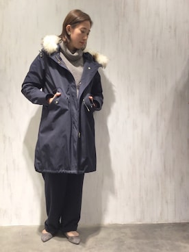「モカ」｜「アイテム（モッズコート）」を使った、TANさん（レディース・157cm）の冬コーディネート