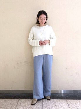 「スクエアトゥ」｜「アイテム（スリッポン）」を使った、TANさん（レディース・157cm）の冬コーディネート