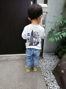 「RUGGEDWOARKSのアイテム（Tシャツ/カットソー、ホワイト系）」を使った、ohaaayo-さん（レディース）の秋コーディネート