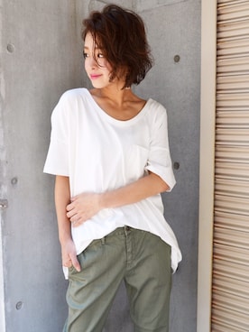 「via j（ヴィアジェイ）のアイテム」を使った、CANALJEAN  tomoeさん（レディース・155cm）の夏コーディネート