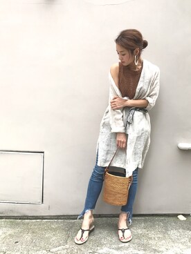 「CANAL JEAN（キャナルジーン）のアイテム（ピアス（両耳用））」を使った、CANALJEAN  tomoeさん（レディース・155cm）の夏コーディネート