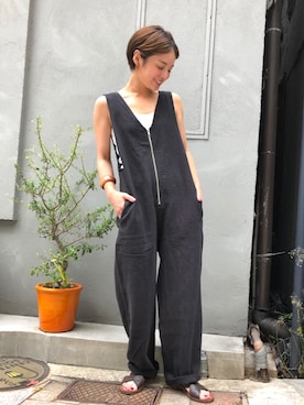 「RED CHOP WORKS（レッドチョップワークス）のアイテム（オールインワン・サロペット）」を使った、CANALJEAN  tomoeさん（レディース・155cm）の夏コーディネート