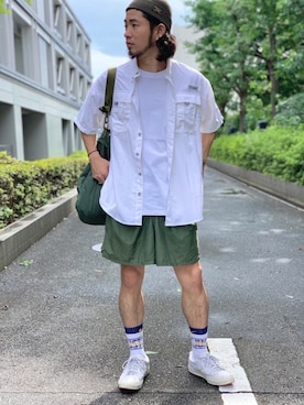 「Alpha Industries（アルファインダストリーズ）のアイテム」を使った、にーの〔大人｜古着｜デニム〕さん（メンズ・175cm）の夏コーディネート