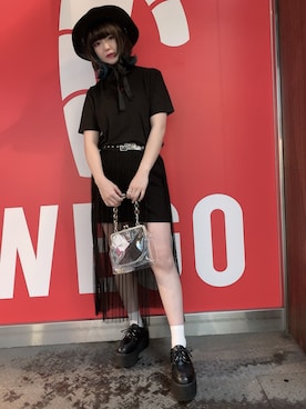 「WC（ダブル シー）のアイテム（Tシャツ/カットソー）」を使った、胡桃さん（レディース・164cm）の夏コーディネート