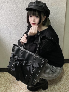 「アイテム（キャスケット）」を使った、胡桃さん（レディース・164cm）の冬コーディネート