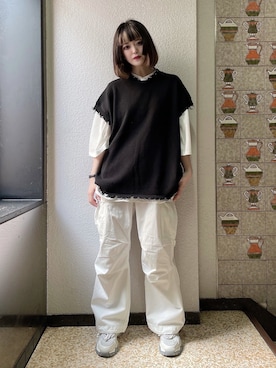 「WC（ダブル シー）のアイテム（シューズ）」を使った、胡桃さん（レディース・164cm）の春コーディネート