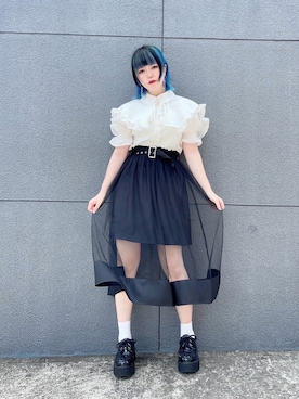 「WC（ダブル シー）のアイテム（シャツ/ブラウス）」を使った、胡桃さん（レディース・164cm）の夏コーディネート