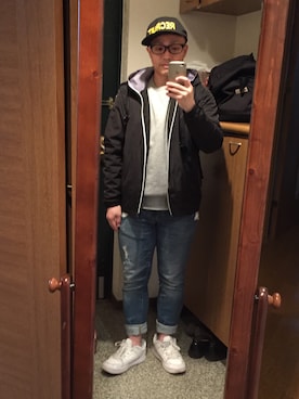 「KRIFF MAYER（クリフメイヤー）のアイテム（ナイロンジャケット）」を使った、おかもとさん（メンズ・163cm）の春コーディネート