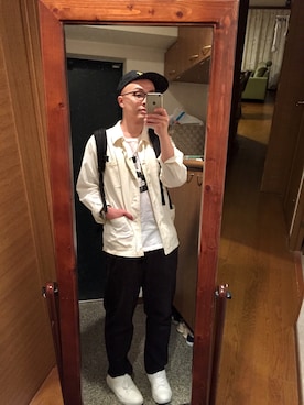 「アイテム（カバーオール）」を使った、おかもとさん（メンズ・163cm・30代）の秋コーディネート