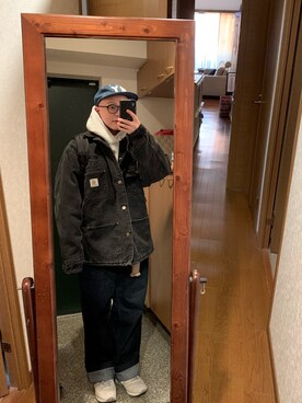 「プルオーバーパーカー」｜「アイテム（その他）」を使った、おかもとさん（メンズ・163cm）の冬コーディネート