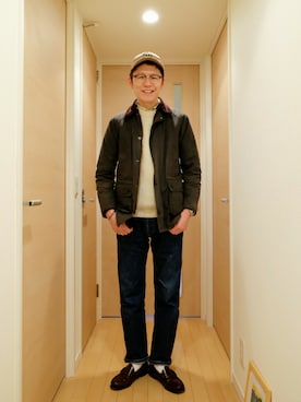 「オイルドジャケット」｜「アイテム（カバーオール）」を使った、Ryuusuke Kubouさん（メンズ・175cm）の冬コーディネート