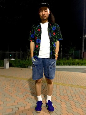 「Supreme （シュプリーム）のアイテム（キャップ、ブラック系）」を使った、DEGOtr!pËさん（メンズ・174cm）の夏コーディネート