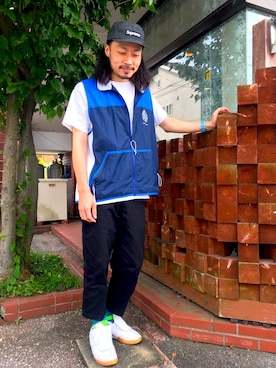「Supreme （シュプリーム）のアイテム（キャップ、ブラック系）」を使った、DEGOtr!pËさん（メンズ・174cm）の夏コーディネート