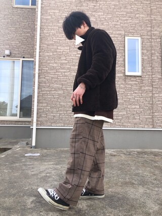 かーずん is wearing ユニクロ "フラッフィーフリースフルジップジャケット（長袖）"