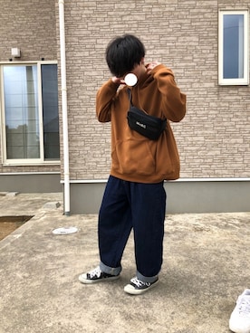 「H&M（エイチ・アンド・エム）のアイテム（パーカー）」を使った、かーずんさん（メンズ・166cm）の春コーディネート