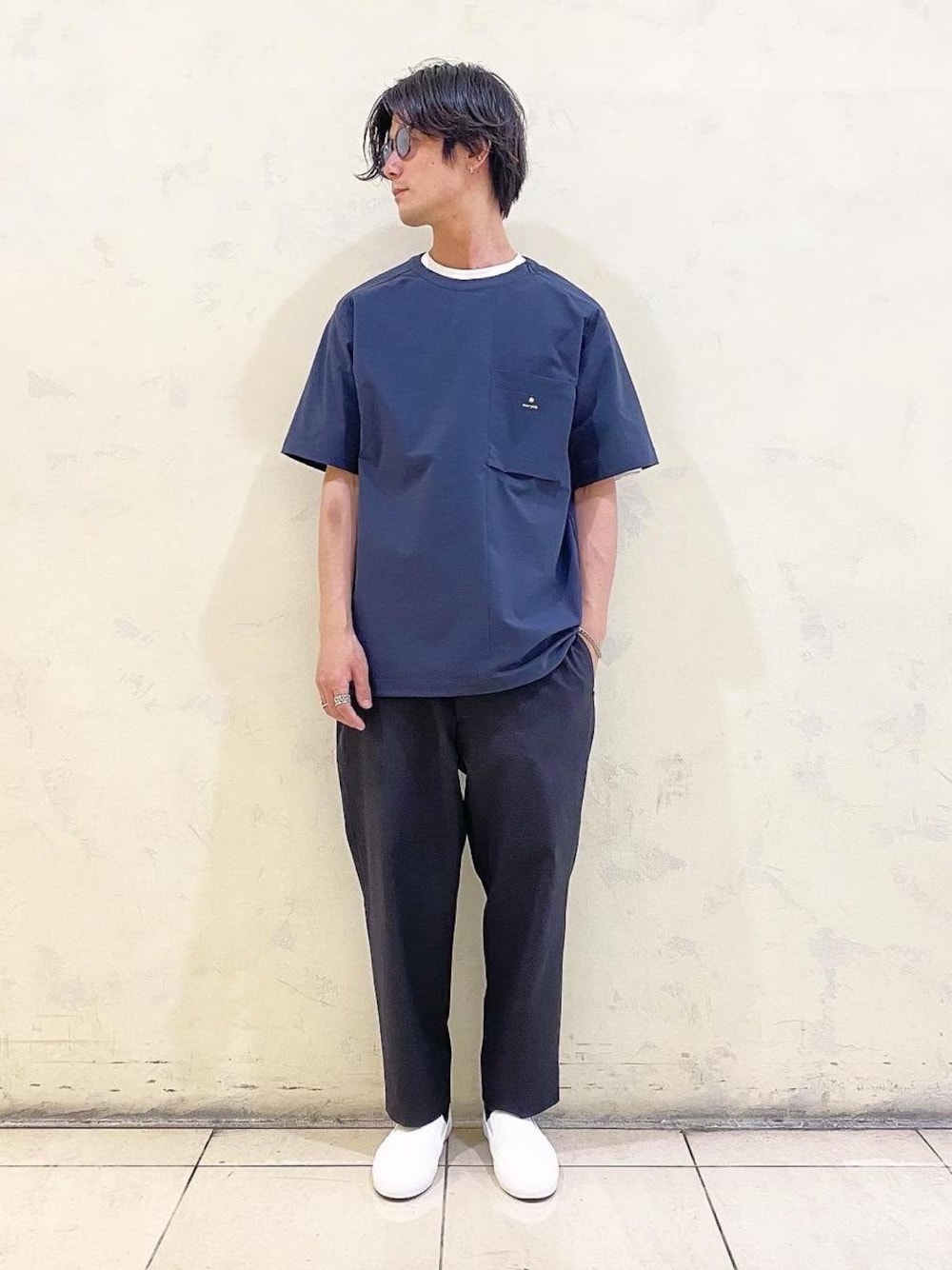 「KANEKO OPTICALのUNITED ARROWS by KANEKO OPTICAL John SGLS/アイウェア MADE IN JAPAN（サングラス、ブラウン系）」を使った、中原翔さん（メンズ・176cm）の春コーディネートの1枚目の写真