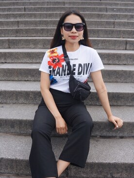 「fannypack」｜「アイテム（スラックス）」を使った、nikkiさん（レディース・163cm）の夏コーディネート