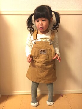 「アイテム（サロペット/オーバーオール、ブラウン系）」を使った、rino☆manaさん（キッズ・80cm）の冬コーディネート