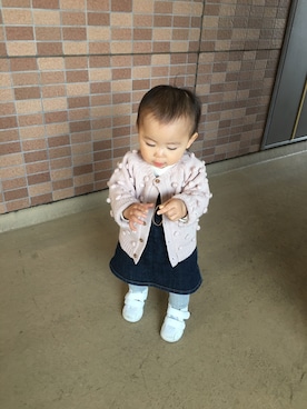 「PETIT BATEAU（プチバトー）のアイテム（ジャンパースカート）」を使った、icchanさん（キッズ・60cm）の冬コーディネート