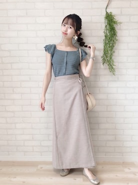 「ブルー x ホワイト」｜「アイテム（バレエシューズ）」を使った、とぴさん（レディース・150cm）の夏コーディネート