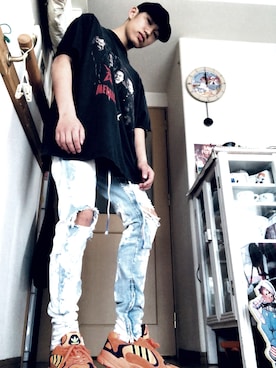 「＃デニム」｜「アイテム（帽子）」を使った、Rikuさん（メンズ・175cm）の春コーディネート