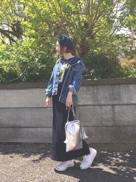 「SEVENDAYS=SUNDAY（セブンデイズサンデイ）のアイテム（ハンチング/ベレー帽）」を使った、MK☆さん（レディース・149cm）の春コーディネート