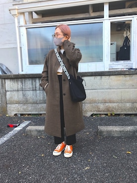 「niko and...（ニコアンド）のアイテム（チェスターコート）」を使った、MK☆さん（レディース・149cm）の冬コーディネート