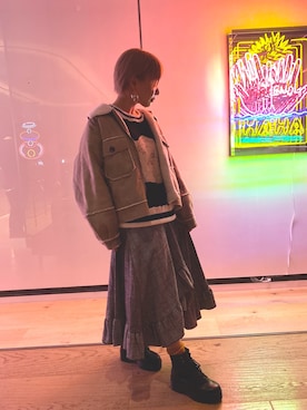 「金髪ショート」｜「アイテム（ジャケット/アウター）」を使った、海音さん（レディース・151cm）の冬コーディネート