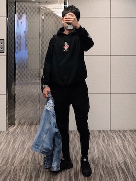 「CLANE（クラネ）のアイテム（デニムジャケット）」を使った、n.haradaさん（メンズ・180cm）の春コーディネート