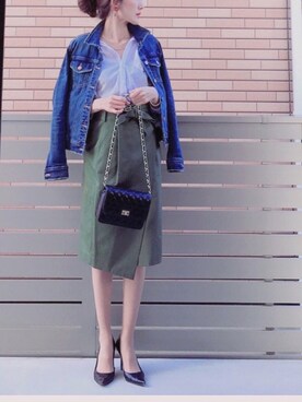 「Doシンプル部」｜「アイテム（デニムジャケット）」を使った、hononさん（レディース・165cm）の春コーディネート