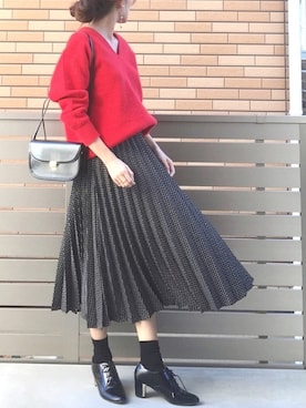 「ADAM ET ROPE'（アダムエロペ）のラウンドクロスボディーバッグ（ショルダーバッグ）」を使った、hononさん（レディース・165cm）の冬コーディネート