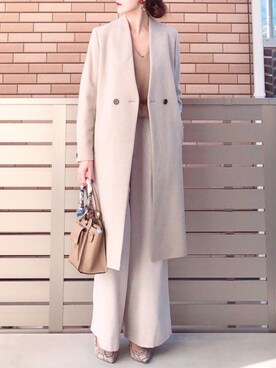 「大人シンプル」｜「アイテム（その他アウター）」を使った、hononさん（レディース・165cm）の冬コーディネート