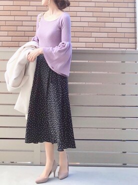 「フレアスリーブ」｜「アイテム（その他アウター）」を使った、hononさん（レディース・165cm）の春コーディネート