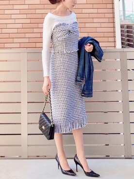 「PLAIN CLOTHING（プレーンクロージング）の【SALE!!プチプラ祭り】【14,500点突破】ダイヤ柄ステッチショルダーバッグ/ポシェット（ショルダーバッグ）」を使った、hononさん（レディース・165cm）の春コーディネート