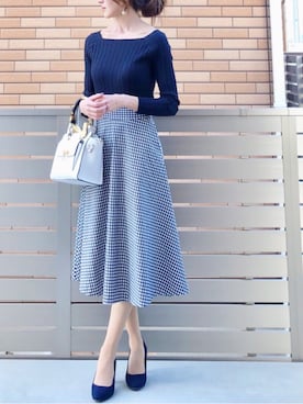 「PAULOWNIA（ポロウニア）のサージカルステンレスフープピアス（ピアス（両耳用））」を使った、hononさん（レディース・165cm）の春コーディネート