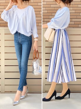 「AZUL ENCANTO（アズールエンカント）のアイテム（シャツ/ブラウス）」を使った、hononさん（レディース・165cm）の春コーディネート