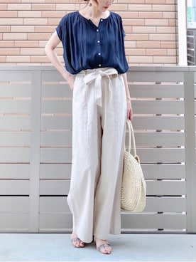 「STUDIOUS SELECT（ステュディオスセレクト）のアイテム（バッグ）」を使った、hononさん（レディース・165cm）の夏コーディネート