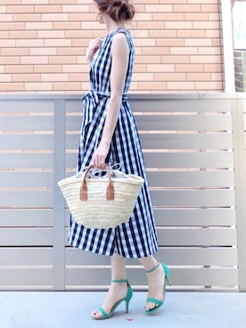 「PAULOWNIA（ポロウニア）のサージカルステンレスフープピアス（ピアス（両耳用））」を使った、hononさん（レディース・165cm）の夏コーディネート