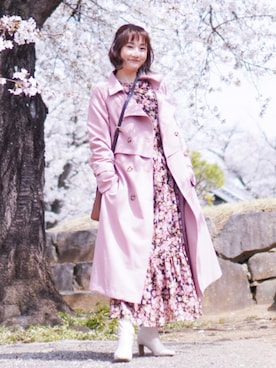 「dazzlin（ダズリン）のアイテム（トレンチコート）」を使った、Poohyumiさん（レディース・153cm）の春コーディネート