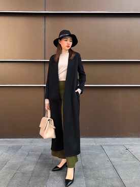 「ICICLE Parisのアイテム（ダッフルコート、ブラック系）」を使った、乔伊先生Jさん（レディース）の冬コーディネート